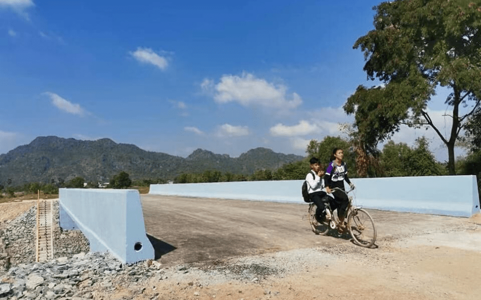 Our Gabion boxes are used for slope protection in Kampot’s bridge building.